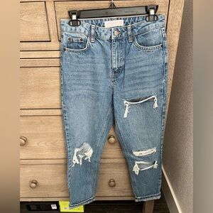 Topshop Distressed Mom Jean Petite